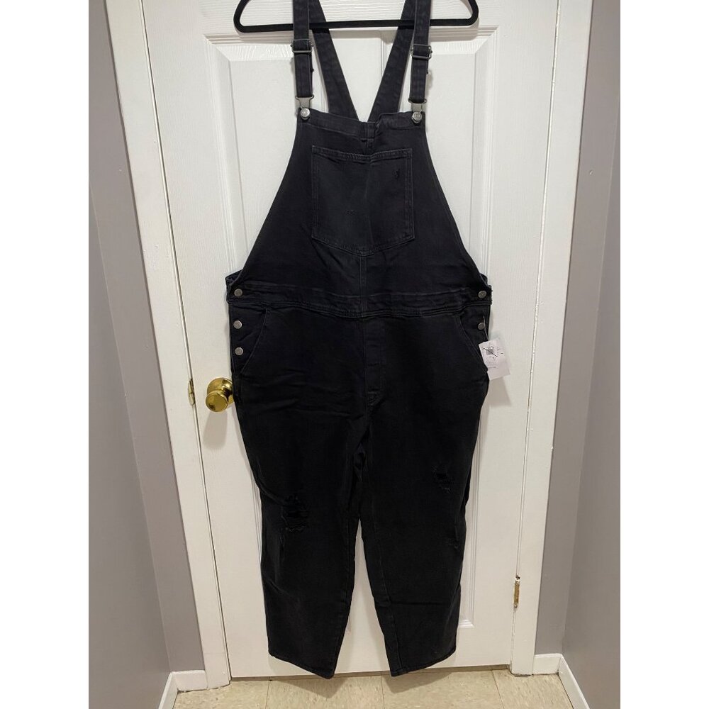 Old Navy Womens Overalls Plus Sz 22 Black Wash Side Button Cotton Country Indie